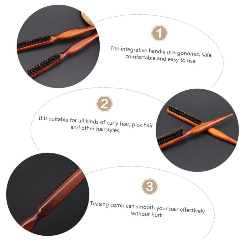 Natural Wooden Boar Bristle Hair Brush 24x3 3cm Massager for Styling and Detangling - Image 4